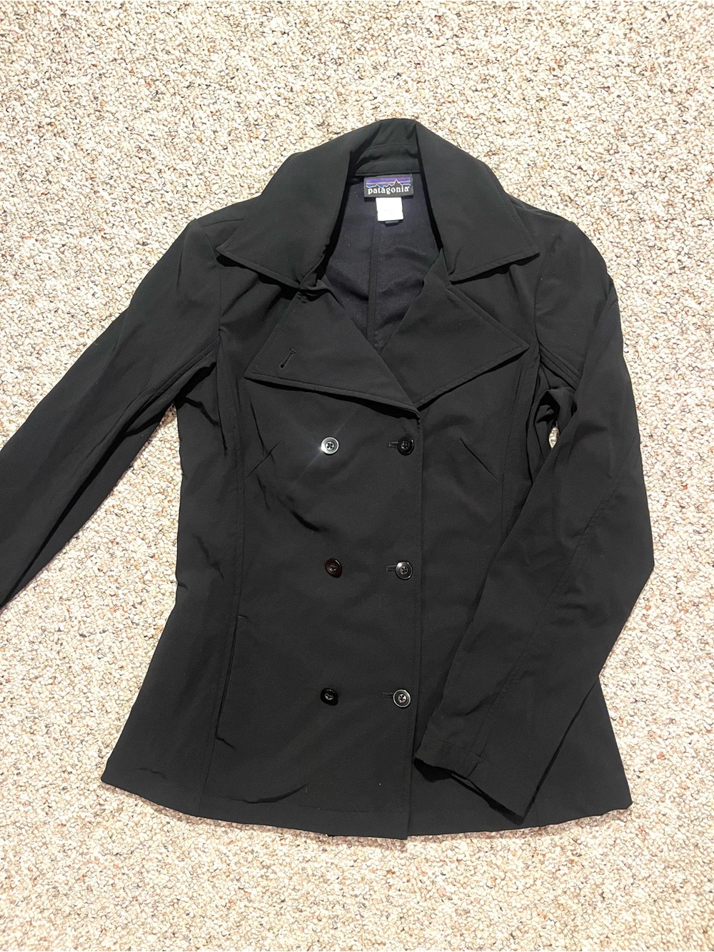 Patagonia Women's Black Double-Breasted Button Pea Coat Jacket